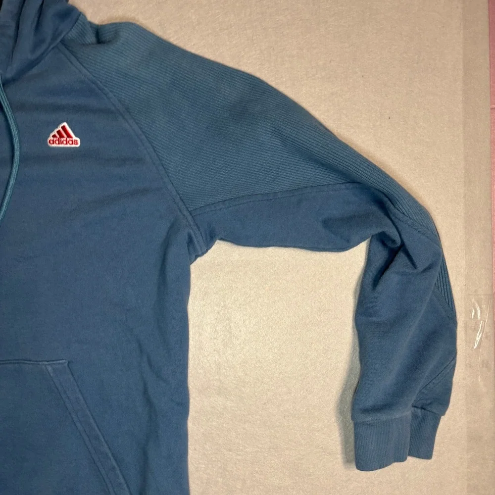 adidas Pullover Hoodie Small Blue Logo Kangaroo Pocket